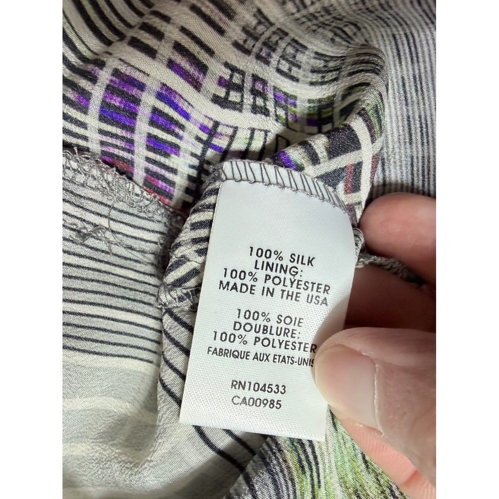 Nanette Lepore Silk Blouse Women 4 Multi Color Good Floral Artistic Sleeveless - Picture 8 of 11